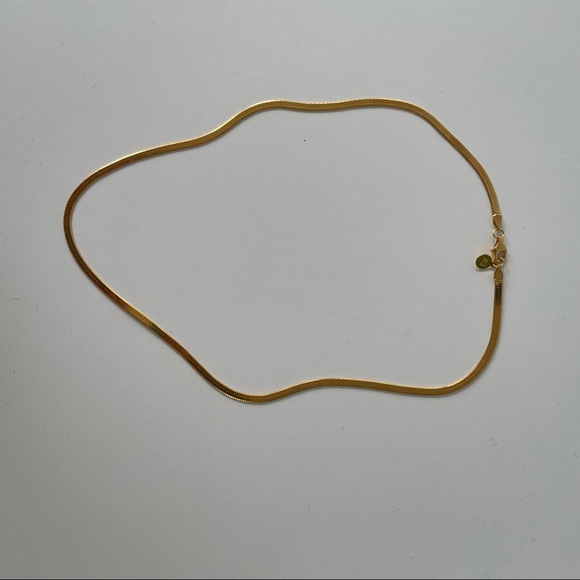 Renah Jae Herringbone Chain Necklace 16” 18K Gold Layered On Sterling Silver - Picture 3 of 6
